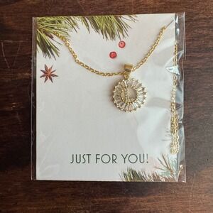 NEW Nordstrom Mini Pave Alphabet Pendant Necklace - Gold Initial L